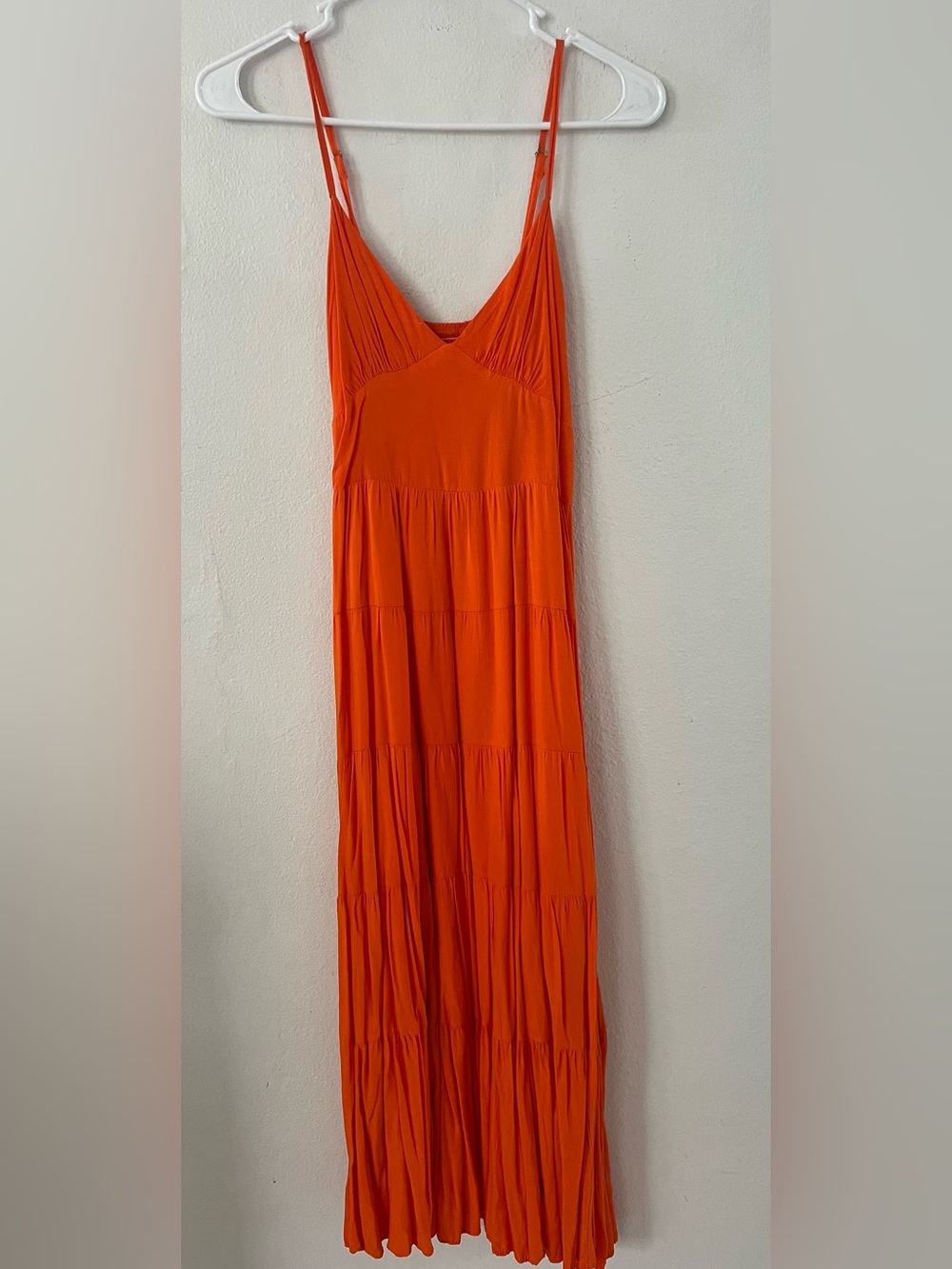 Sleeveless Orange Tiered Maxi Dress